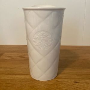 2012 Starbucks Ivory Quilted Siren Travel Mug 10 oz
